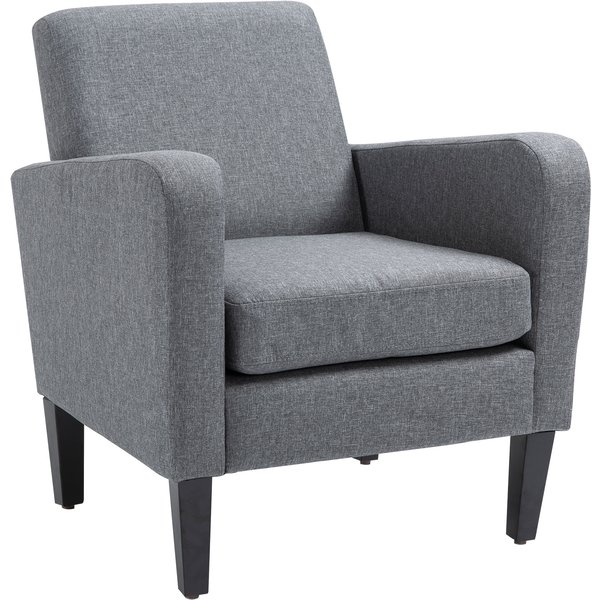 Homcom Fauteuil Individuel, Fauteuil Relax, Fauteuil Rembourré Avec Pieds En Bois, Tissu Aspect Lin, 66 X 72 X 74 Cm, Gris Clair-image