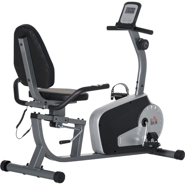 HOMCOM Semi-Reclined Magnetic Exercise Bike with LCD Multifunction Screen Adjustable Seat 8 Resistance Levels | Aosom Ireland
