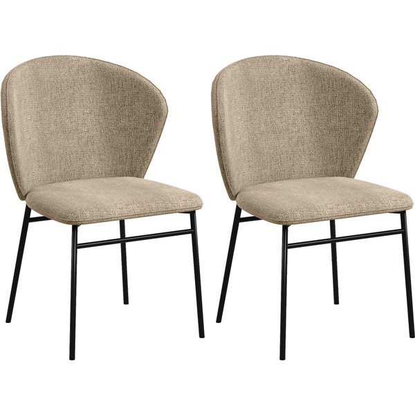 HOMCOM Set of 2 fabric dining chairs with padded seat in linen-look fabric stable steel legs modern design light brown | Aosom Ireland
