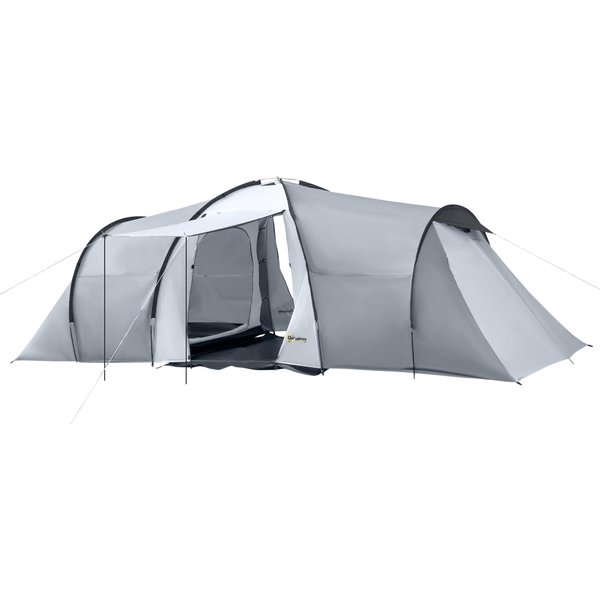 Outsunny Family Camping Tent 4-6 People Dome 2 Bedrooms 1 Living Room and 1 Awning Anti-UV Waterproof 2000 mm Multi-Colored | Aosom Ireland
