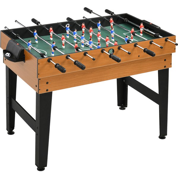Homcom Table De Jeu 4-En-1 Incluant Ping-Pong, Baby-Foot, Billard, Hockey Sur Table, En MéTal, Bois, Naturel Et Noir-image