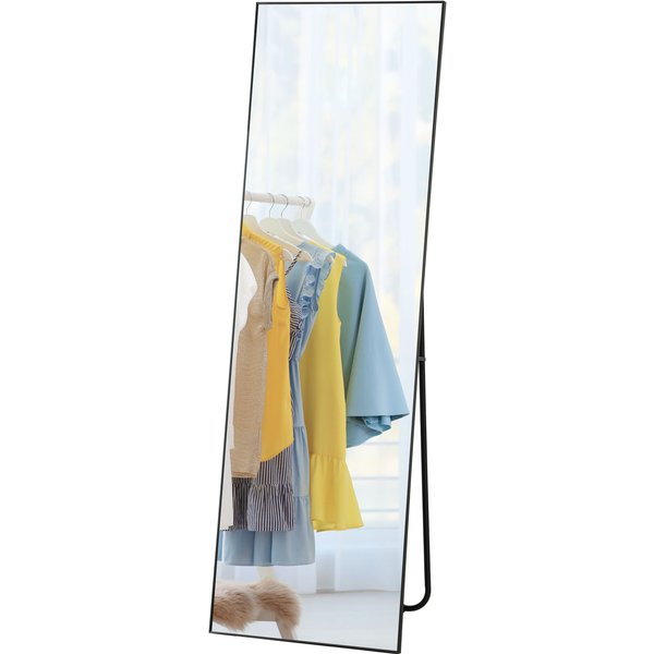 HOMCOM Großer rechteckiger Ganzkörperspiegel, 50 x 160 cm - Stehender Spiegel, Wandspiegel oder bodenmontiert - Spiegel für Schlafzimmer, Wohnzimmer und Ankleidezimmer, schwarz Aosom