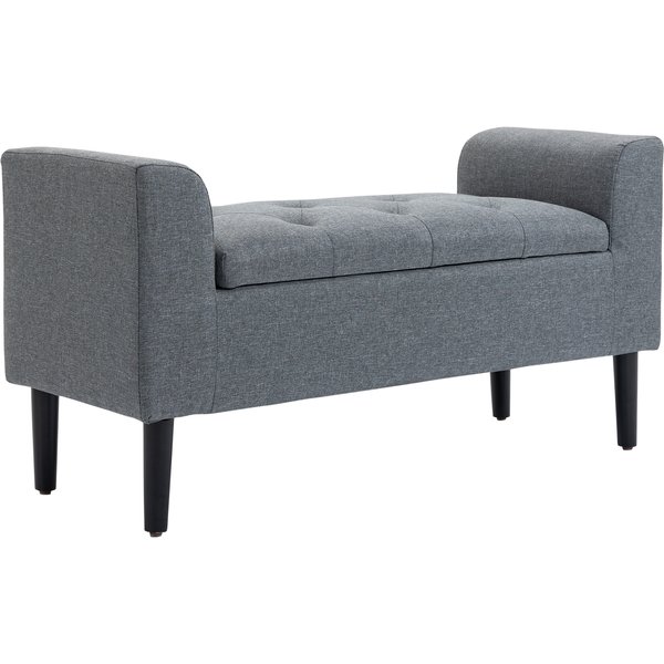 HOMCOM Sitzbank mit Stauraum, Polsterbank mit Leinenoptik, Holzbeine, Bettbank belastbar bis 130 kg, für Wohnzimmer Schlafzimmer Flur, 116 x 44 x 58 cm Hellgrau Aosom