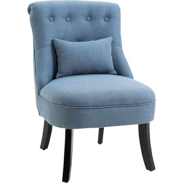 HOMCOM Fernsehsessel Relaxsessel mit Rückenkissen und erhöhten Füßen, Leinen in Blau, 52,5x69x77cm, bequem für Wohnzimmer Aosom.de