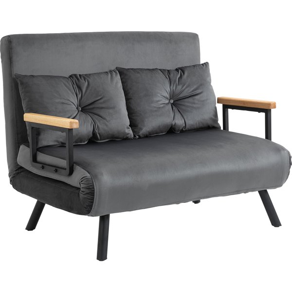 HOMCOM 2-seater convertible sofa bed with adjustable backrest in 5 levels and 2 padded cushions for living room, guest room | Aosom Ireland