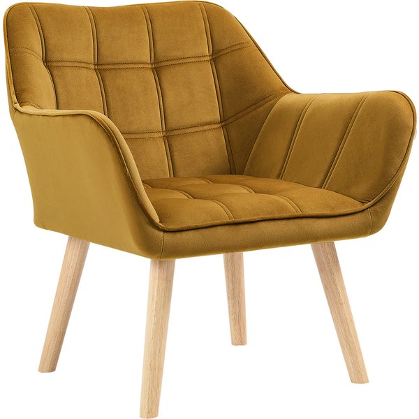 HOMCOM Ohrensessel Einzelsessel Relaxsessel mit Samt, skandinavisch, erhöhte Beine, samtartiges Polyester, Gelb 67x61,5x71 cm Aosom.de