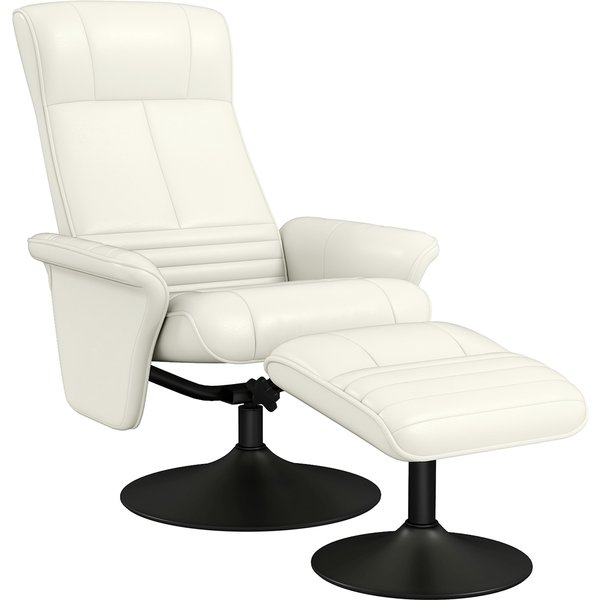 Homcom Fauteuil Inclinable, Fauteuil TV Avec Repose-Pieds, Pivotant, Ergonomique, Tissu Microfibre, Jusqu'à 150 Kg, Blanc CrèMe-image