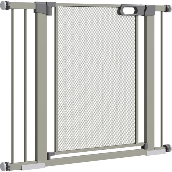 PawHut Treppenschutzgitter für Haustiere mit automatischer Doppelschließung, Breite 75-103 cm Grau Aosom
