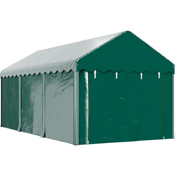 Outsunny Carport Zeltgarage 3 x 6 m Outdoor-Autoabdeckung Lagerzelt mit 2 aufrollbaren Türen, PE 200g Plane, UV-beständiges und wasserdichtes Carport für Auto, LKW, Boot, grün Aosom