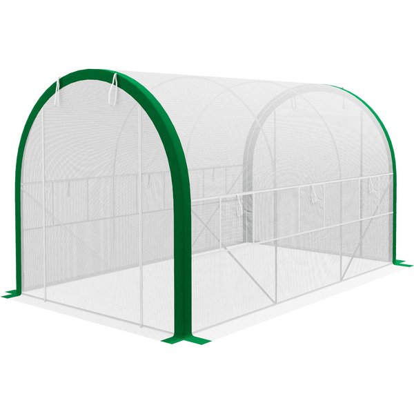 Outsunny Serre Tunnel, Serre, Portes à Fermeture ÉClair, FenêTres En Filet, Cadre MéTallique, 3,5 X 2 X 2M, Blanc-image