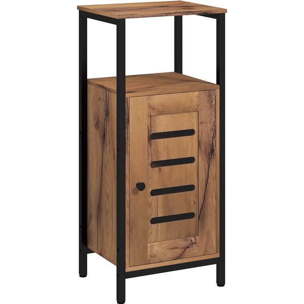 Kleankin Meuble Bas Salle De Bain Porte Lamelles Niche Ouverte Style Rustique Brun Aosom France-image