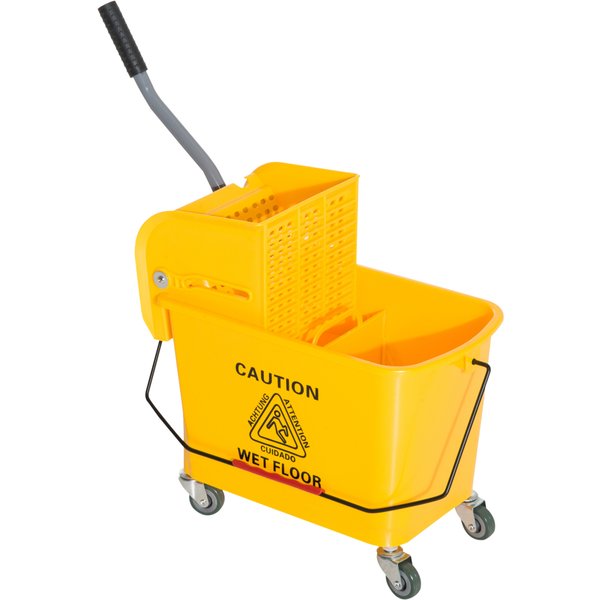 HOMCOM Putzeimer Putzwagen 20 Liter mit Presse, Wischwagen mit 2 Kammern, gelb, ideal für Reinigung & Haushalt Aosom.de