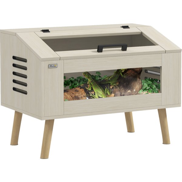 PawHut 111L Vivarium for Snakes, Lizards, Horned Frogs, Chameleons, Hamsters, Gerbils with Tempered Glass Windows | Aosom Ireland