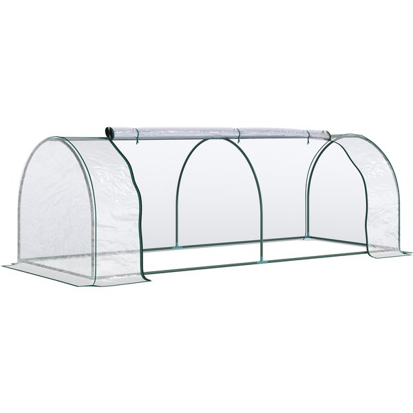 Outsunny Gewächshaus Treibhaus mit Tür, Frühbeet, Pflanzenaufzucht, Stahl PVC, 250x100x80cm Aosom