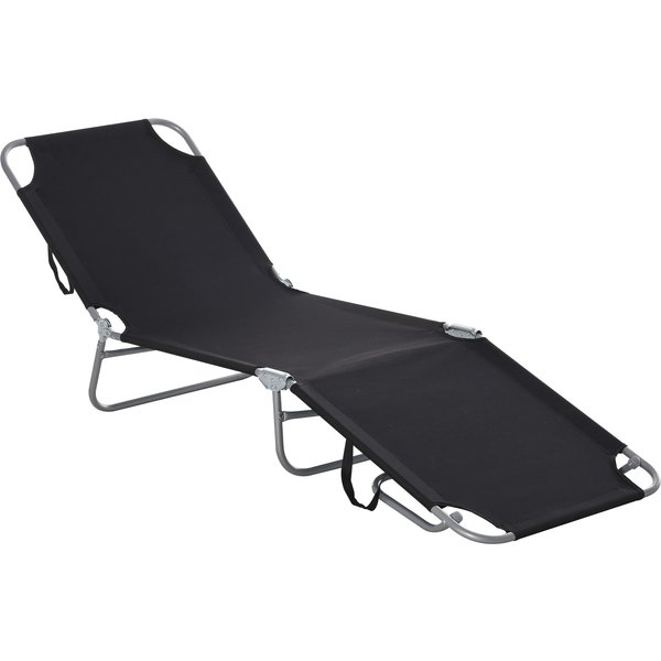 Outsunny Sonnenliege Campingliege klappbarer Liegestuhl verstellbare Rückenlehne Gartenliege bis 120 kg belastbar Oxford Schwarz Aosom.de
