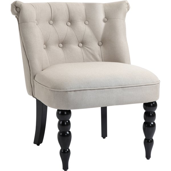 HOMCOM Relaxsessel Vintage Ruhesessel Polstersessel 67x67x78 cm, Leinenbezug Holzgestell Beige Schwarz, ideal für Esszimmer & Wohnzimmer Aosom.de