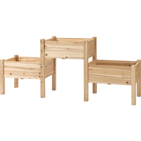 Outsunny JardinièRe Sur Pieds Carré Potager SuréLevé 3 Lits De Culture De Jardin Dim. 184L X 45L X 80H Cm Inserts D'irrigation Inclus Bois-image