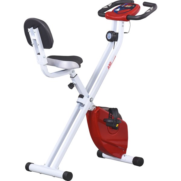 HOMCOM Heimtrainer Fahrradtrainer mit 8 stufig einstellbarem Magnetwiderstand höhenverstellbar Stahl Rot+Weiß 43 x 97 x 109 cm Aosom