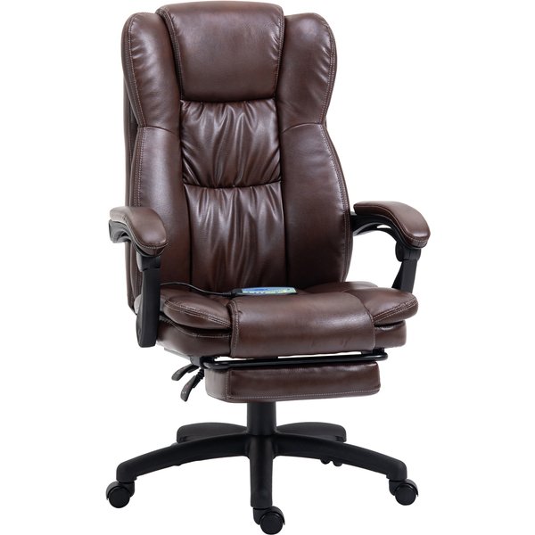 Vinsetto Leder Bürostuhl mit Massagefunktion & Liegefunktion, ergonomischer Schreibtischstuhl mit Fußstütze in Braun Aosom.de
