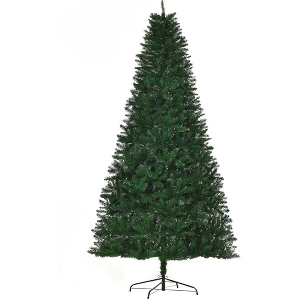 Homcom Sapin De NoëL Sapin Artificiel Hauteur De 2,4 M 1499 Branches En Pvc Base En Acier Robuste Vert Aosom France-image