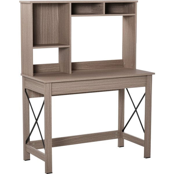 HOMCOM Schreibtisch mit 4 kleine Bücherregal aus Spanplatte platzsparend und geeignet für Schlafzimmer Büro Natur 105 x 50 x 137,5 cm Aosom