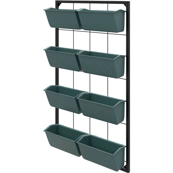 Outsunny Blumenständer Pflanzenständer mit 8 Töpfen Wandmontage Pflanzentreppe Blumenregal für Garten Dunkelgrün 52,5 x 14 x 90 cm Aosom.de
