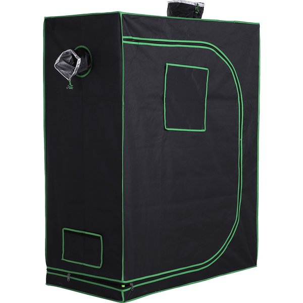 Outsunny Hydroponic Plant Grow Tent Canopy Indoor Reflective Mylar Green Room 600D Oxford 120L x60W x150Hcm Silver