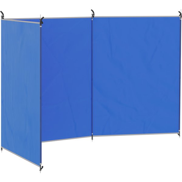 Outsunny Camping Windbreak, Foldable Portable Wind Blocker w/ Carry Bag and Steel Poles, Beach Sun Screen Shelter Privacy Wall, 450cm x 150cm