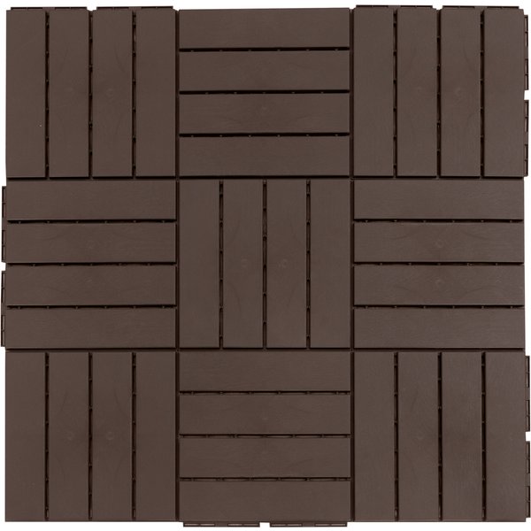 Outsunny Terassenfliesen Kunststoff 9er Set 30 x 30 cm, rutschfestes Design mit Schnalleninstallation, Bodenfliesen für Innen & Außen, Braun Aosom.de