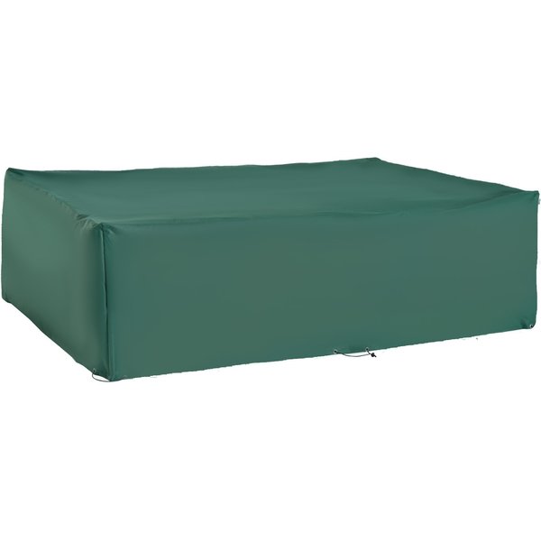 Outsunny Rattan Furniture Cover, UV and Rain Protective Outdoor Garden Rectangular Waterproof Shelter, 222x155x67cm, Green Aosom UK