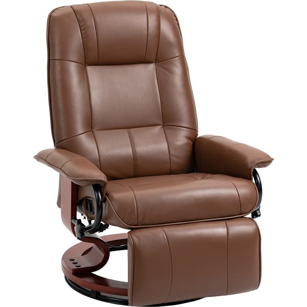 HOMCOM Relaxsessel drehbar, Fernsehsessel mit Liegefunktion, Fußstütze, Liegesessel mit Armlehne, für Wohnzimmer, Schlafzimmer, Kunstleder Aosom