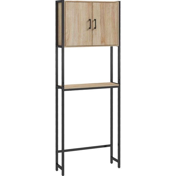 Kleankin ÉTagèRe De Toilettes Meuble De Salle De Bain Dessus Toilette Wc Avec Placard 2 Portes Et éTagèRe Ouverte-image