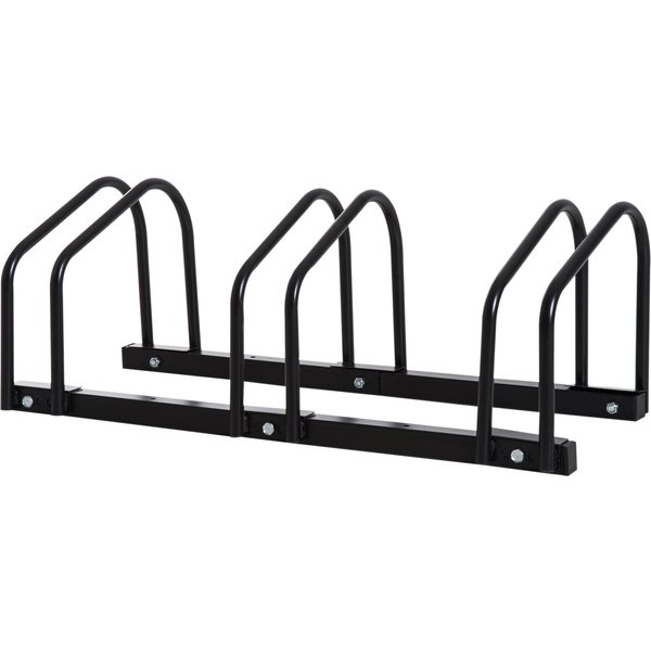 HOMCOM Bike Stand for Parking, Floor or Wall Mount Bicycle Storage Locking Stand, 76L x 33W x 27H, Black Aosom UK