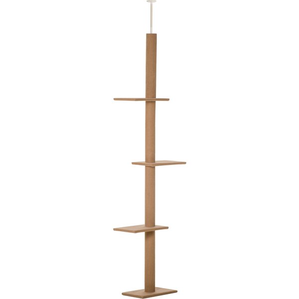 PawHut Höhenverstellbarer Kratzbaum Kletterbaum für Katzen Spielbaum Hellbraun 43x27x228-260cm für aktives Spielen & Entspannen Aosom.de