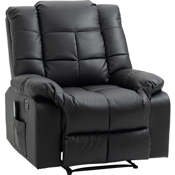 Homcom Fauteuil Massant Et Relaxant, SièGe Massant Luxe Avec Dossier Inclinable, Repose-Pied RéGlable, RevêTement SynthéTique, Noir Aosom France-image