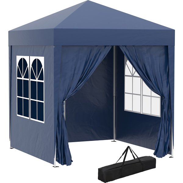 Outsunny 2 x 2m Waterproof Gazebo, Gazebo with Sides, Lightweight Marquee with Removable Walls, Party Tent Canopy with Carry Bag, Blue Aosom UK