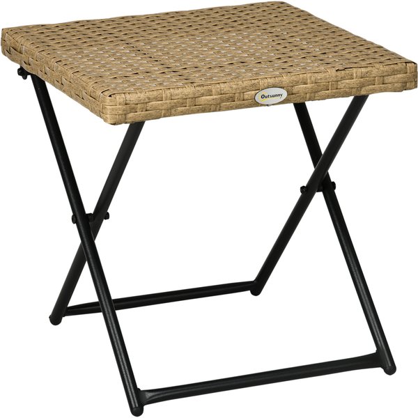 Outsunny Garden Small Folding Square Rattan Coffee Table Bistro Balcony Outdoor Wicker Weave Side Table 40Hx40Lx40Wcm, Natural | Aosom Ireland