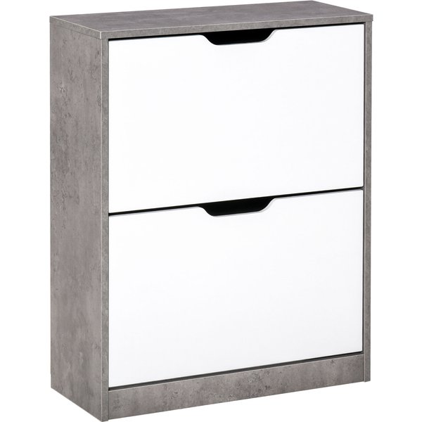 Homcom Meuble Chaussures EntréE 2 Portes Battantes Gris Blanc Rangement 8 Paires Aosom France-image