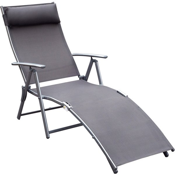 Outsunny Gartenliege Liegestuhl klappbar verstellbar mit Kissen, Sonnenliege Grau, Metall & Stoff 137 x 63,5 x 100,5 cm für Garten & Terrasse Aosom.de