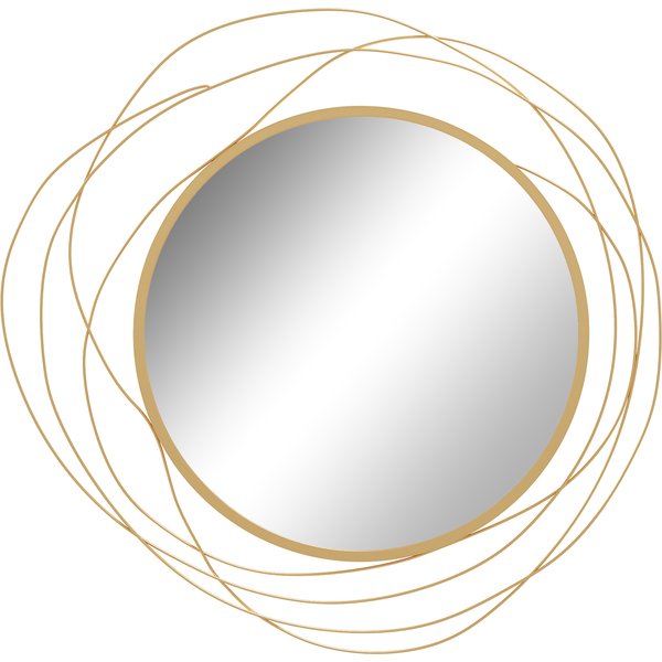 HOMCOM Abstract Metal Wire Wall Mirror, with Accessories - Gold Tone | Aosom Ireland
