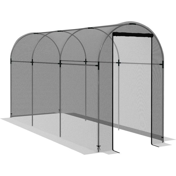 Outsunny Bird Protection Net, Plant Protection, sturdy, door with zipper, 120x360x188 cm, Black/Silver | Aosom Ireland