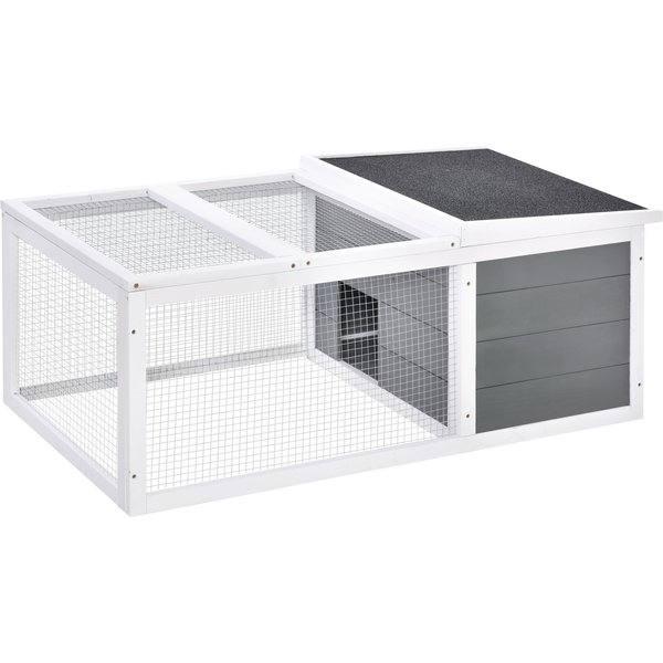 PawHut Clapier Cage Lapin Convient Pour 1 Ou 2 Lapins Grand Espace En Bois Gris Dim.115X66X47,5 Cm Aosom France-image