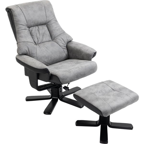 HOMCOM Relaxsessel mit Hocker, drehbarer Fernsehsessel mit Liegefunktion, Mikrofaser Grau, 78x82,5x109 cm, ideal für Wohnzimmer & Entspannung Aosom.de