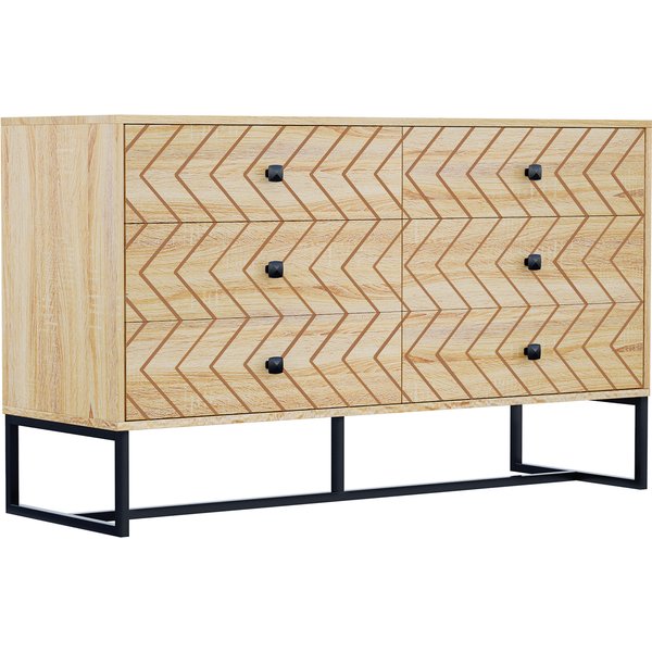 HOMCOM 6 Drawer Chest Storage Drawers Hallway Bedroom Living Room Cabinet Zig Zag Design | Aosom Ireland