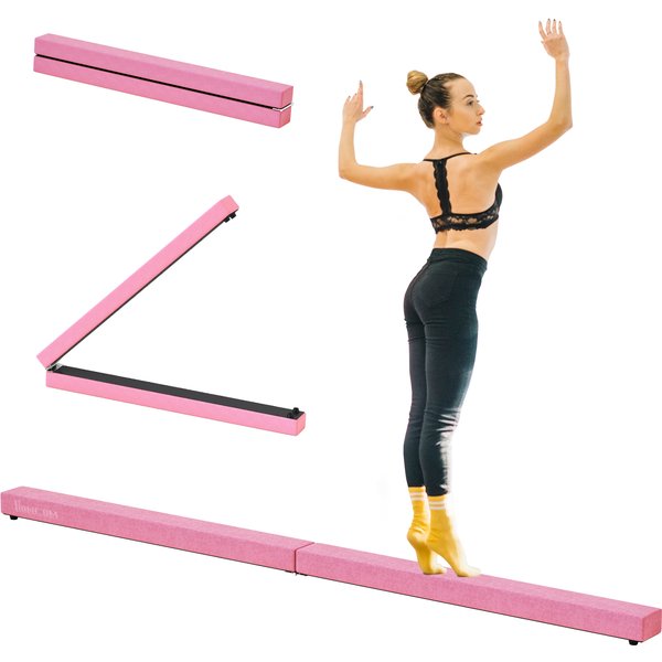 HOMCOM Balance Beam Trainer, 2.4 m-Pink Aosom UK