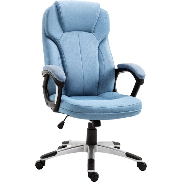 Vinsetto Chefsessel Bürostuhl ergonomischer Schreibtischstuhl höhenverstellbar Hellblau Leinen 66x75x110-120cm für komfortables Arbeiten Aosom.de