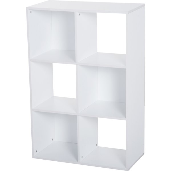 Homcom Meuble De Rangement EtagèRe De Rangement BibliothèQue 3 Caisers Et 3 Placards 62 X 30 X 92 Cm Blanc-image