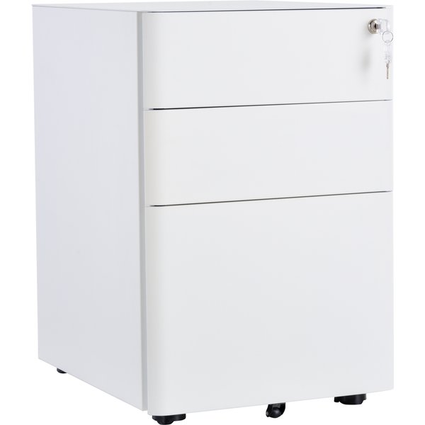 Homcom Caisson De Bureau Rangement Bureau Sur Roulettes 3 Tiroirs Coulissants Verrouillables Trieur à Dossiers Acier-image
