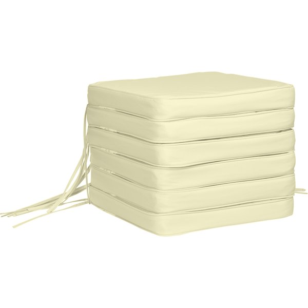 Outsunny Garden Chair Cushions: Set of 6 Plush Seat Pads for Alfresco Comfort, 42Lx42Wx5T cm, Cream White Aosom UK