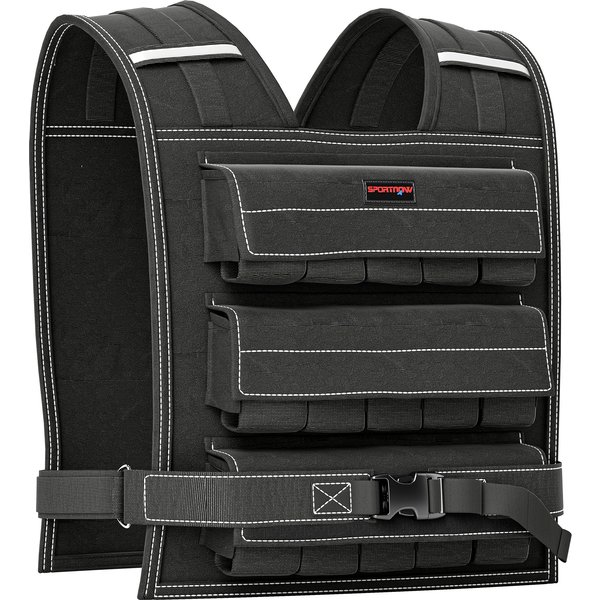 SPORTNOW 15KG Adjustable Weighted Vest, Running Weight Vest, with 30 Metal Weights, Reflective Strips, for Running, Exercise